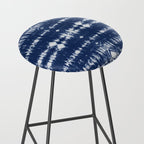 Tie dye shibori horizontal indigo blue stripes pattern Stool Gallery Image 2