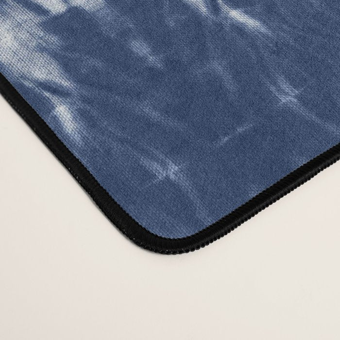 Tie dye shibori horizontal indigo blue stripes pattern Desk Mat Gallery Image 4