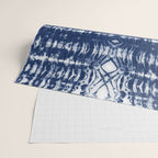 Tie dye shibori horizontal indigo blue stripes pattern Wrapping Paper Gallery Image 2