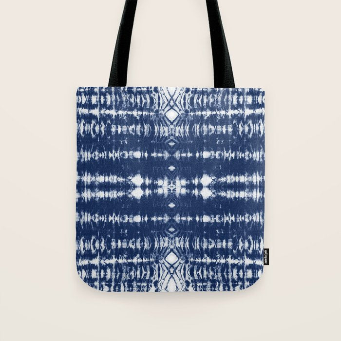 Tie dye shibori horizontal indigo blue stripes pattern Tote Bag
