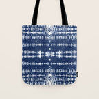 Tie dye shibori horizontal indigo blue stripes pattern Tote Bag Gallery Image 1