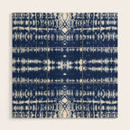 Tie dye shibori horizontal indigo blue stripes pattern Wood Wall Art Gallery Image 1