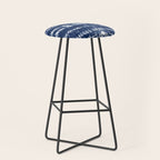 Tie dye shibori horizontal indigo blue stripes pattern Stool Gallery Image 1