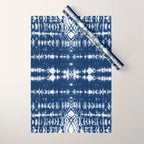 Tie dye shibori horizontal indigo blue stripes pattern Wrapping Paper Gallery Image 1
