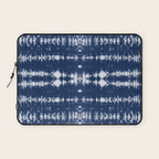 Tie dye shibori horizontal indigo blue stripes pattern Laptop Sleeve Gallery Image 1