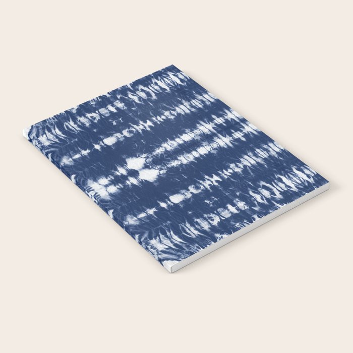 Tie dye shibori horizontal indigo blue stripes pattern Notebook Gallery Image 2
