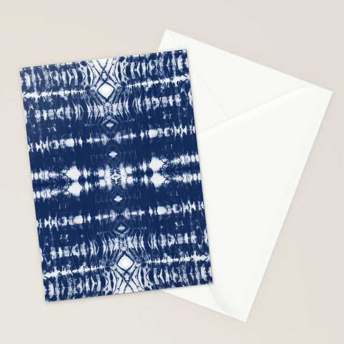 Tie dye shibori horizontal indigo blue stripes pattern Stationery Card Gallery Image 2
