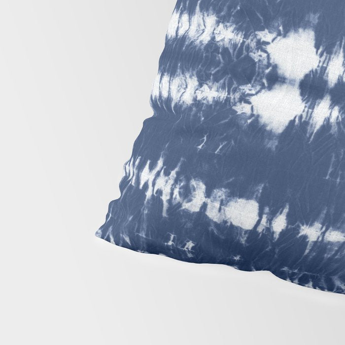 Tie dye shibori horizontal indigo blue stripes pattern Pillow Sham Gallery Image 4