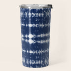 Tie dye shibori horizontal indigo blue stripes pattern Travel Mug Gallery Image 2