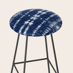 Tie dye shibori horizontal indigo blue stripes pattern Stool Gallery Image 2