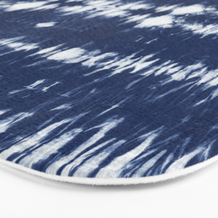 Tie dye shibori horizontal indigo blue stripes pattern Bath Mat Gallery Image 3