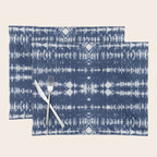 Tie dye shibori horizontal indigo blue stripes pattern Placemat Gallery Image 1