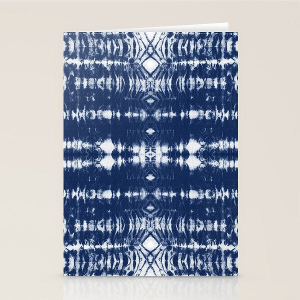 Tie dye shibori horizontal indigo blue stripes pattern Stationery Card Gallery Image 2