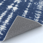 Tie dye shibori horizontal indigo blue stripes pattern Rug Gallery Image 4