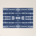 Tie dye shibori horizontal indigo blue stripes pattern Welcome Mat Gallery Image 1
