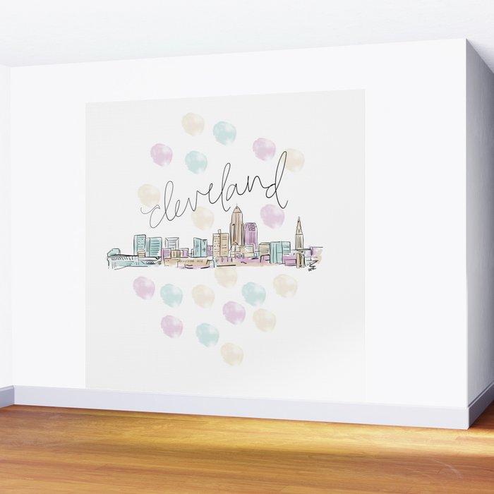Cleveland Skyline RER Wall Mural Gallery Image 2