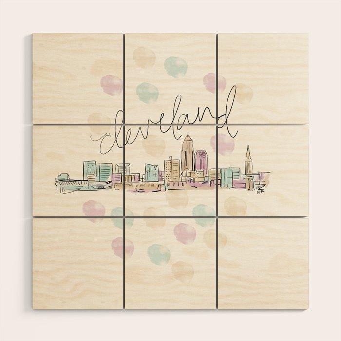 Cleveland Skyline RER Wood Wall Art Gallery Image 1
