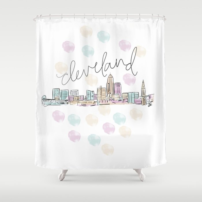 Cleveland Skyline RER Shower Curtain Gallery Image 1