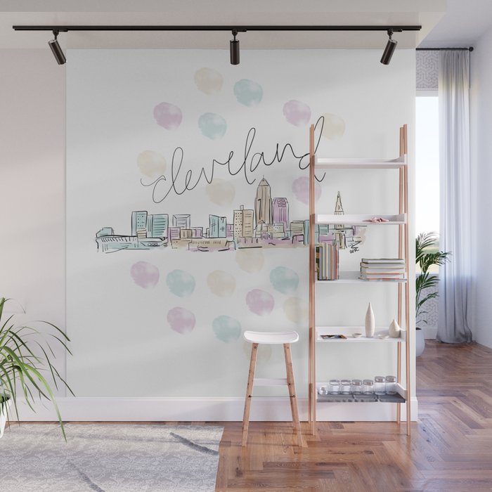 Cleveland Skyline RER Wall Mural Gallery Image 1