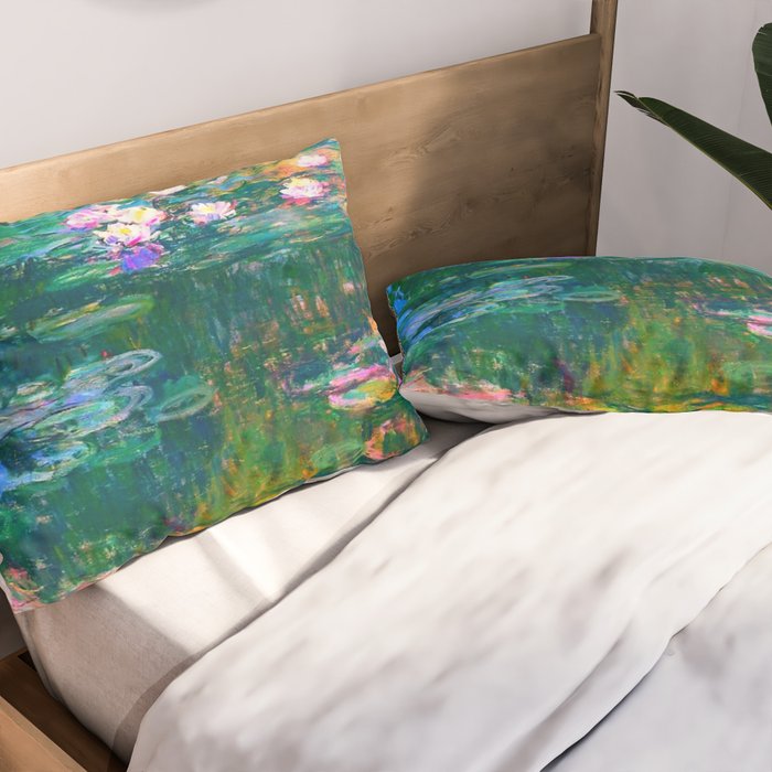 Claude Monet Water Lilies, Monet Nymphéas Pillow Sham Gallery Image 2