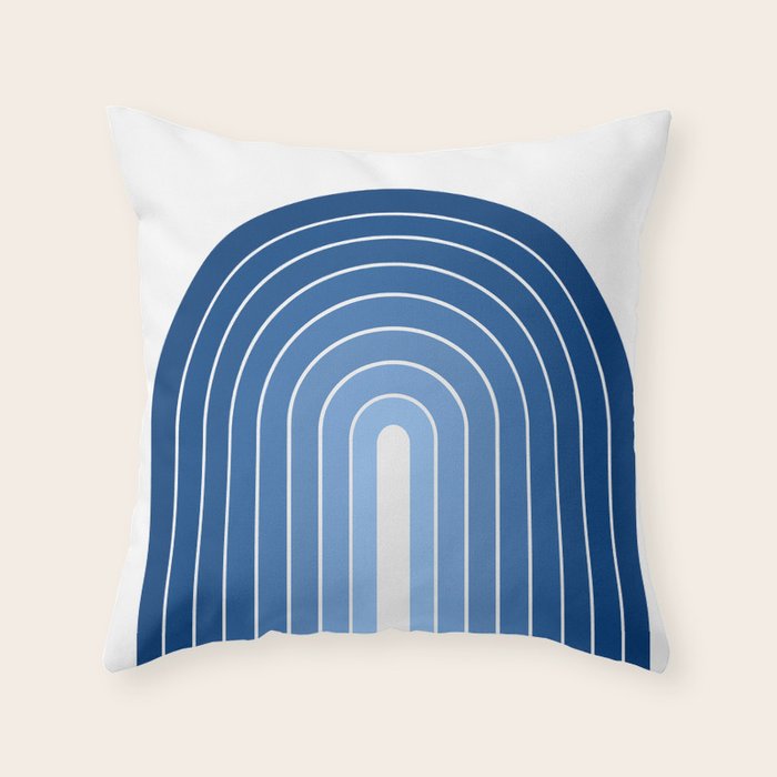 Gradient Arch VIII Bright Blue Mid Century Modern Rainbow Throw Pillow Gallery Image 6