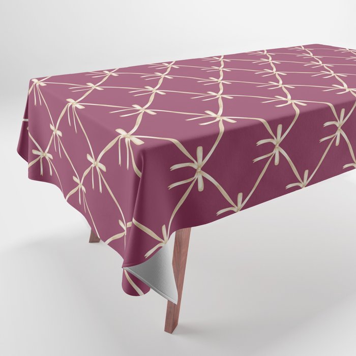 Bows & Ribbons Pattern XXXIII Plum Purple Tablecloth Gallery Image 1