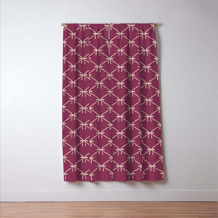 Bows & Ribbons Pattern XXXIII Plum Purple Window Curtain Gallery Image 3