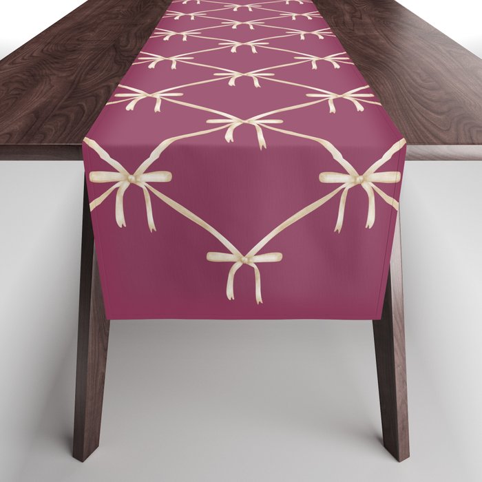 Bows & Ribbons Pattern XXXIII Plum Purple Table Runner Gallery Image 1