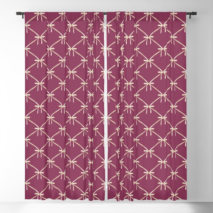 Bows & Ribbons Pattern XXXIII Plum Purple Window Curtain Gallery Image 1