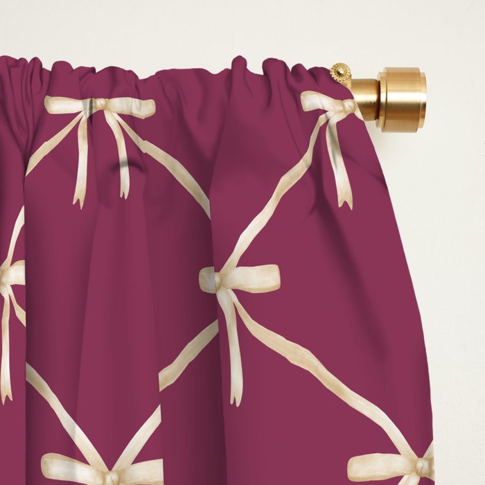 Bows & Ribbons Pattern XXXIII Plum Purple Window Curtain Gallery Image 2