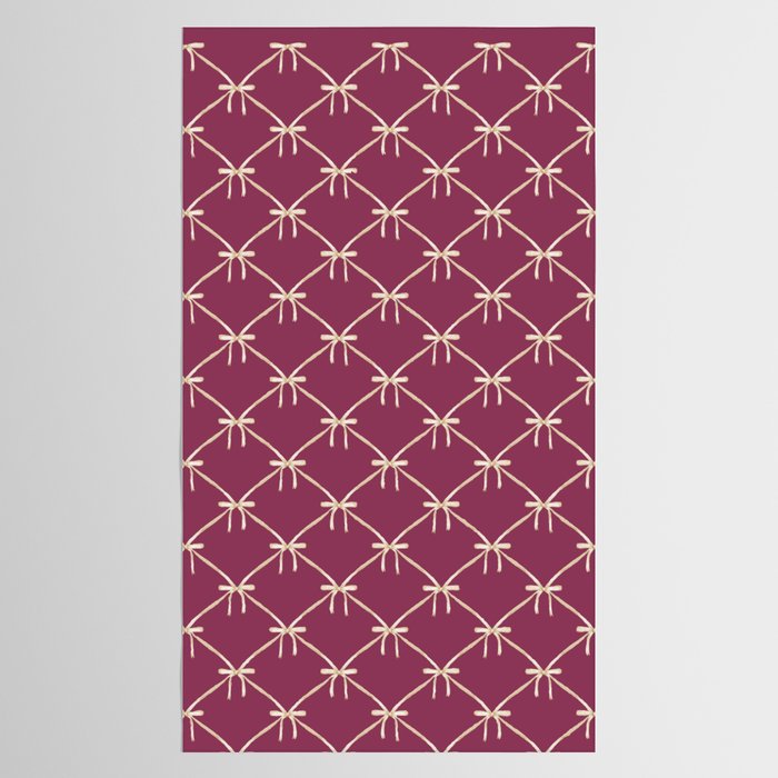 Bows & Ribbons Pattern XXXIII Plum Purple Tablecloth Gallery Image 2