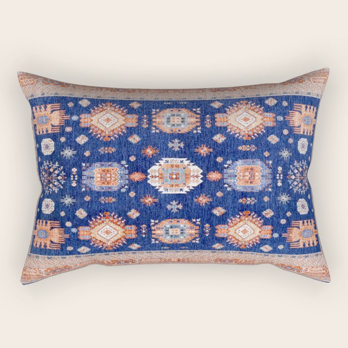 Navy Angel Jewels Kazak Rug Rectangular Pillow Gallery Image 2