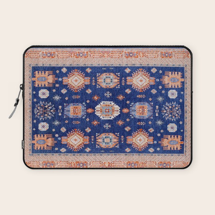 Navy Angel Jewels Kazak Rug Laptop Sleeve Gallery Image 1