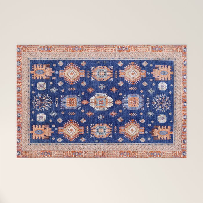 Navy Angel Jewels Kazak Rug Welcome Mat Gallery Image 1