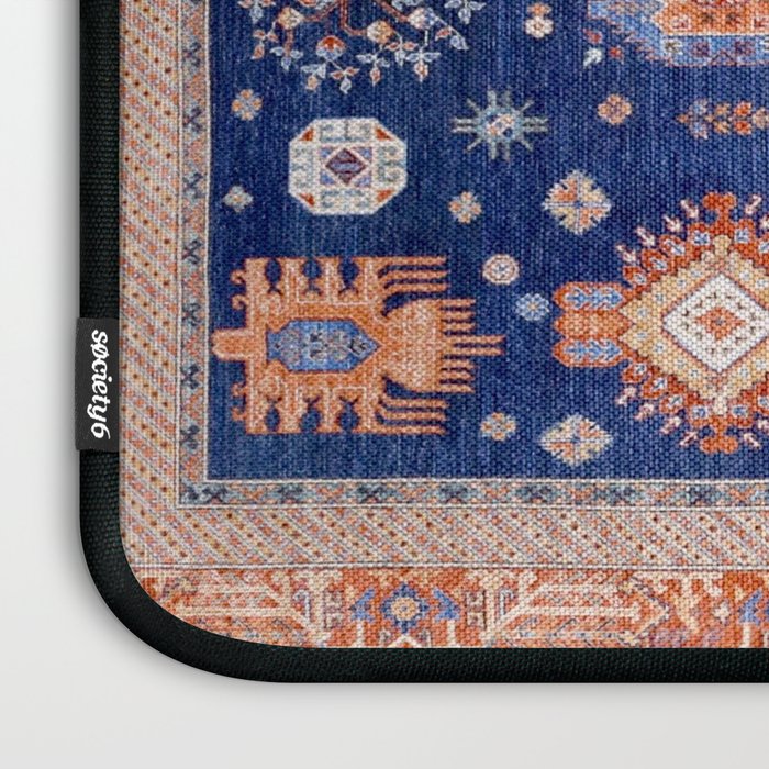 Navy Angel Jewels Kazak Rug Laptop Sleeve Gallery Image 3