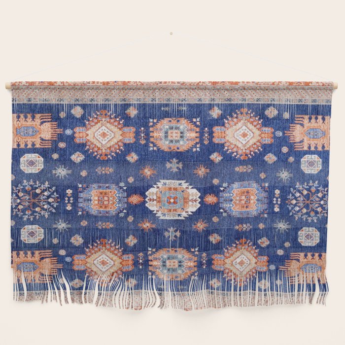 Navy Angel Jewels Kazak Rug Wall Hanging Gallery Image 1