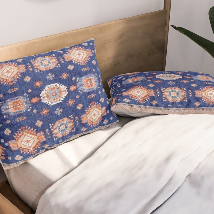 Navy Angel Jewels Kazak Rug Pillow Sham Gallery Image 2
