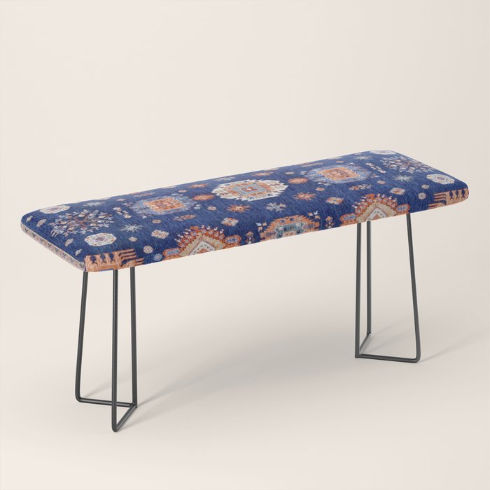 Navy Angel Jewels Kazak Rug Bench Gallery Image 1