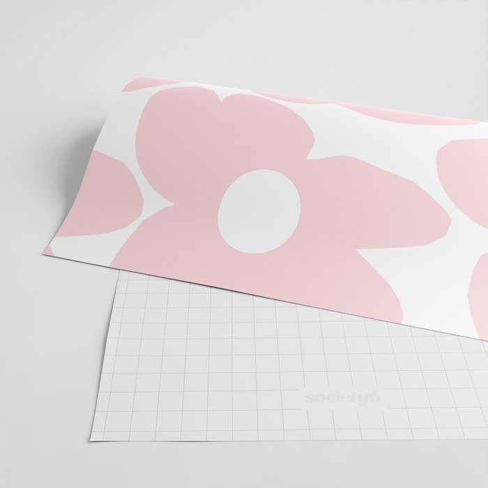 Large Baby Pink Retro Flowers on White Background #decor #society6 #buyart Wrapping Paper Gallery Image 2