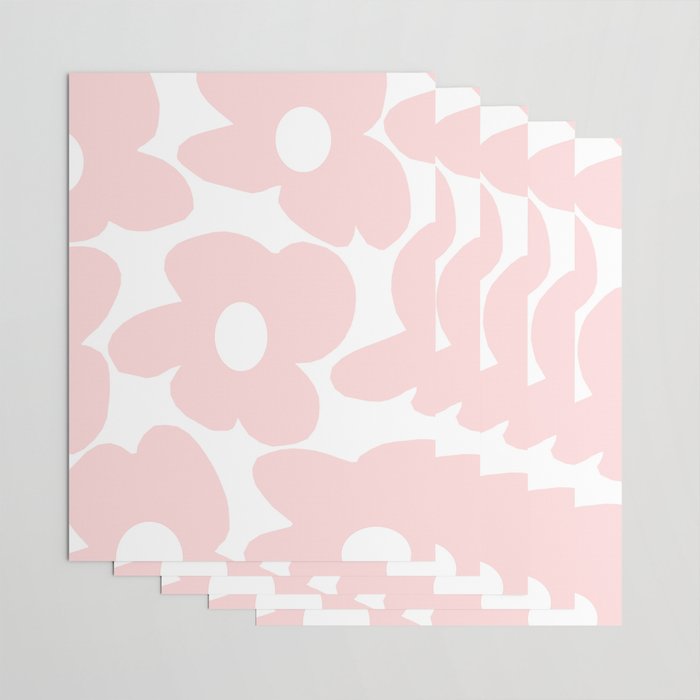 Large Baby Pink Retro Flowers on White Background #decor #society6 #buyart Wrapping Paper Gallery Image 3