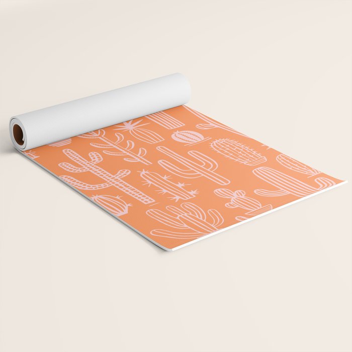Retro hand drawn cactus plant pattern Yoga Mat Gallery Image 2
