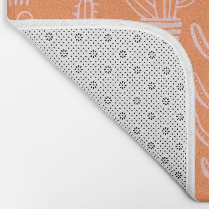 Retro hand drawn cactus plant pattern Bath Mat Gallery Image 2