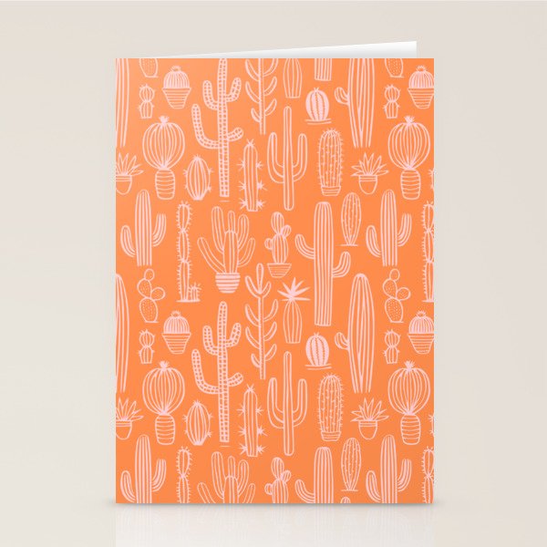 Retro hand drawn cactus plant pattern Stationery Card Gallery Image 1