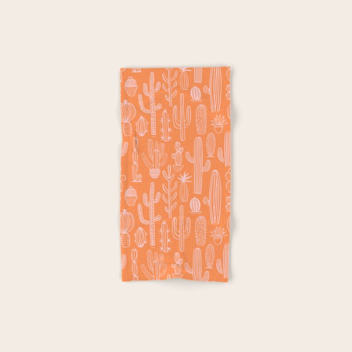 Retro hand drawn cactus plant pattern Bath Towel Gallery Image 1