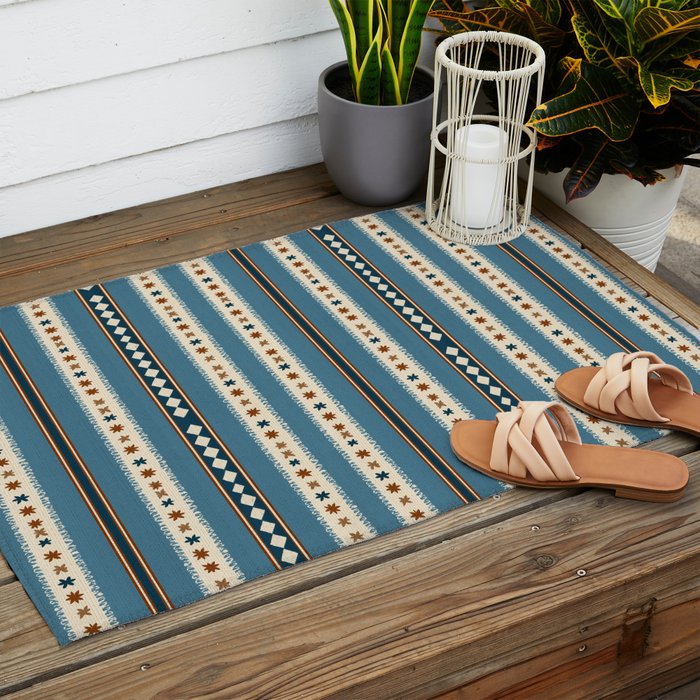 Vintage Woven Stripe - Cozy Heirloom Outdoor Rug Gallery Image 2