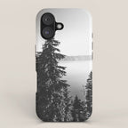 Mountain Lake Forest Black and White Nature Photography iPhone Case Gallery Image 1
