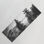 Mountain Lake Forest Black and White Nature Photography Yoga Mat Gallery Image 1