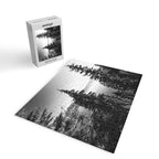 Mountain Lake Forest Black and White Nature Photography Jigsaw Puzzle Gallery Image 2