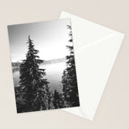 Mountain Lake Forest Black and White Nature Photography Stationery Card Gallery Image 2