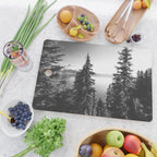 Mountain Lake Forest Black and White Nature Photography Cutting Board Gallery Image 2